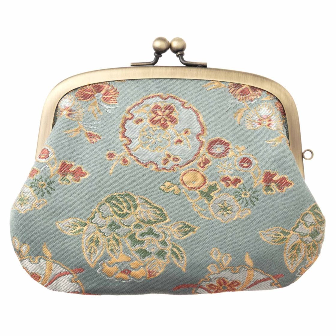 京都あらいそ 親子がま口財布〈井伊家伝来裂 雪輪に草花文〉No.168｜西陣織名物裂・絹表地、京都の伝統裂がま口