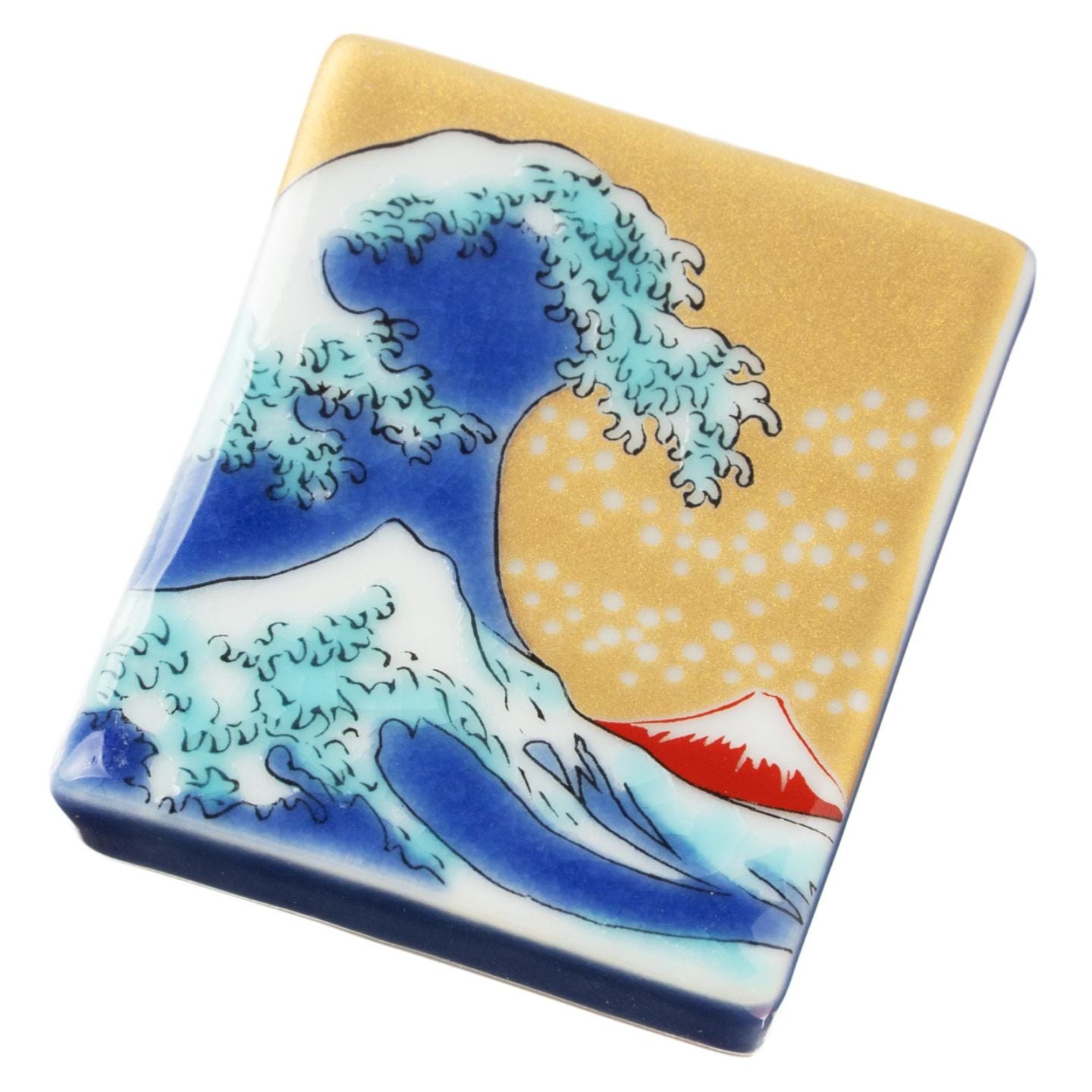 九谷焼 箸置き〈北斎 波〉色絵はしおきこれくしょん|富嶽三十六景、波のうねり