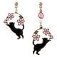 アクセソワール　ひとひら猫と春の夢イヤリング　桜ゆらり、耳元に春色のきらめき　アレルギー反応の出にくい樹脂ノンホール　チャーム27mm・38mm　日本製