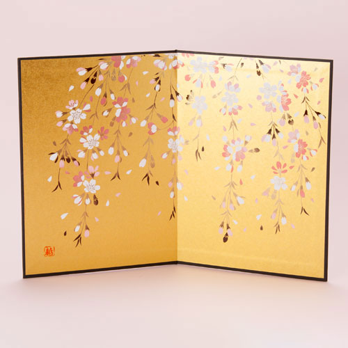 金彩屏風 しだれ桜 (HK778) 置物・お飾り用品 ディスプレイ用 Gold 