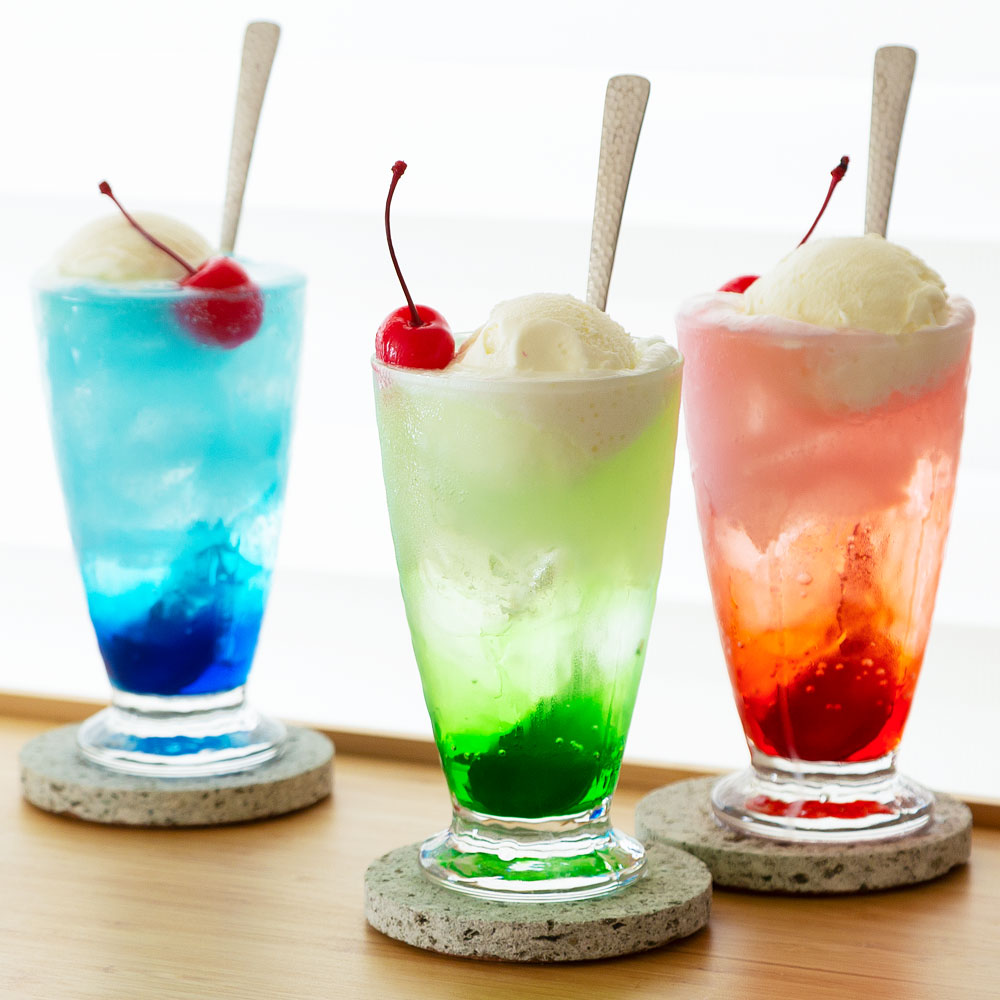 ティエラドリンク330 槌目模様グラス クリームソーダやパフェにも 昭和