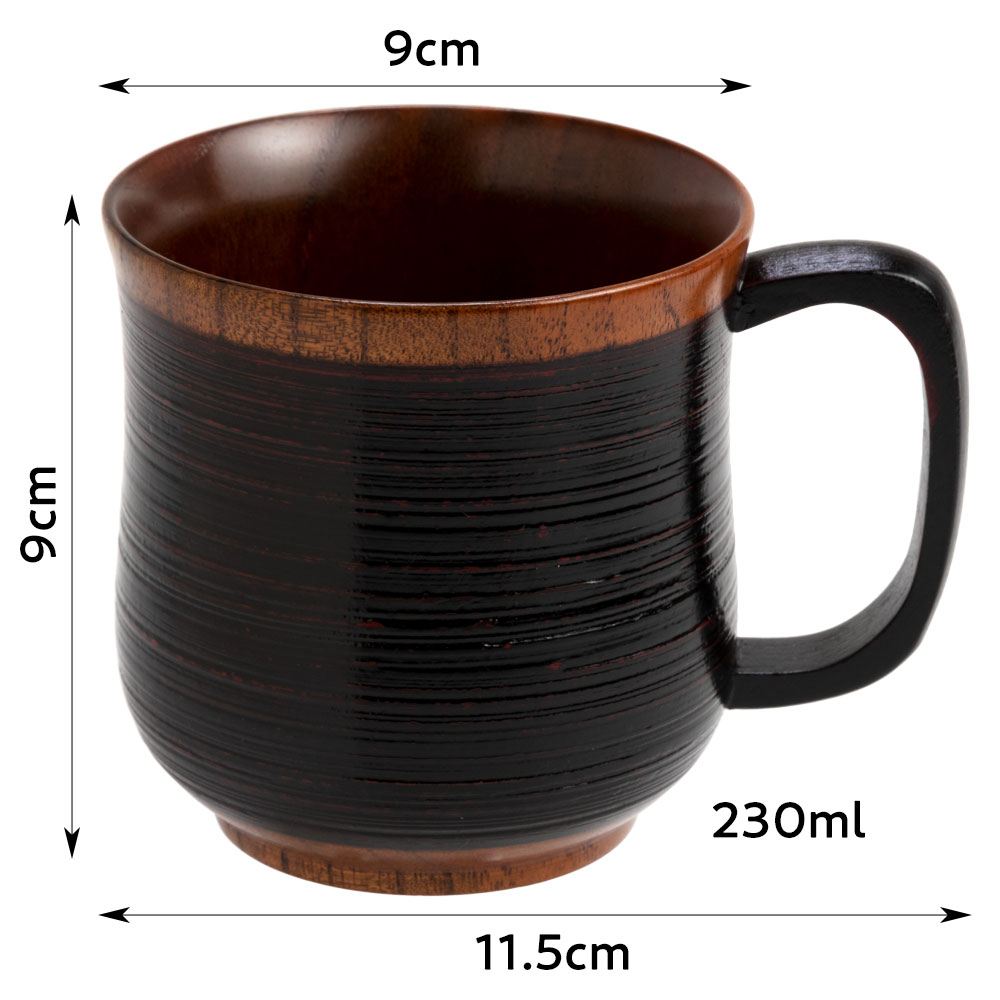 漆塗り木製マグカップ 黒 Ks 軽量マグ 温もり感じる木の質感 保温効果 手が熱くない Wooden Mug こだわりの和雑貨 和敬静寂 オンラインショップ