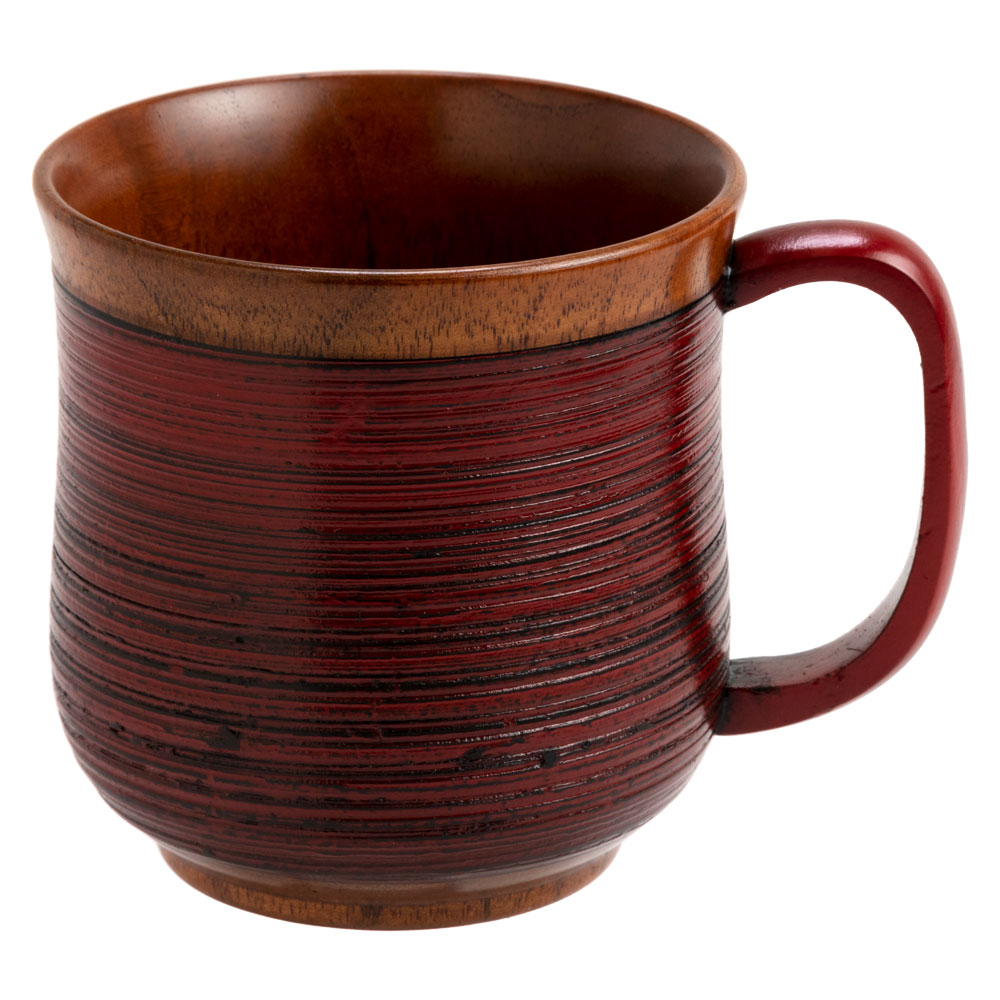 漆塗り木製マグカップ 赤 軽量マグ 温もり感じる木の質感 保温効果 手