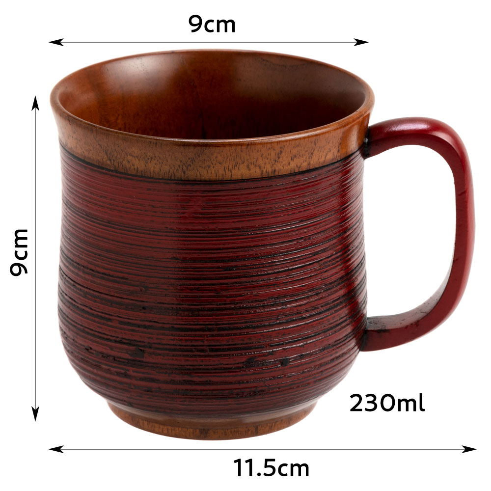 漆塗り木製マグカップ 赤 軽量マグ 温もり感じる木の質感 保温効果 手
