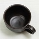 信楽焼　カフェオレボウル　黒　丸みのある柔らかいフォルムの陶器　スープマグ　280ml　滋賀県の工芸品　作者：中村文夫（なか工房）