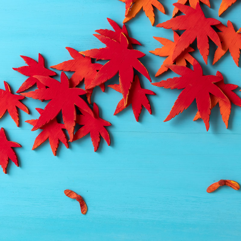 紅葉デザインの木製置物 約42cm 5枚セット 紅葉デザインの木製置物 約42cm 5枚セット