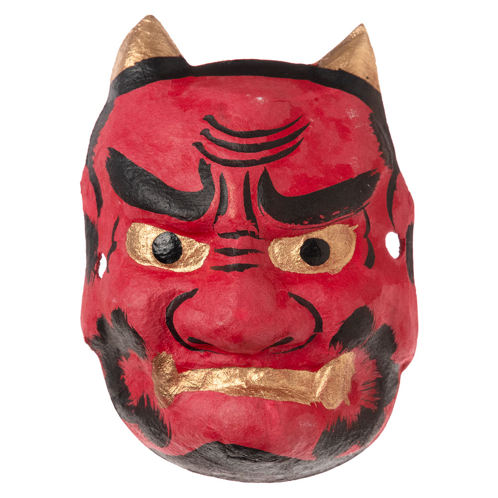 鬼の面(小)和紙製 置き飾り・壁掛け 節分飾り (KS) Japanese paper ogre ornament