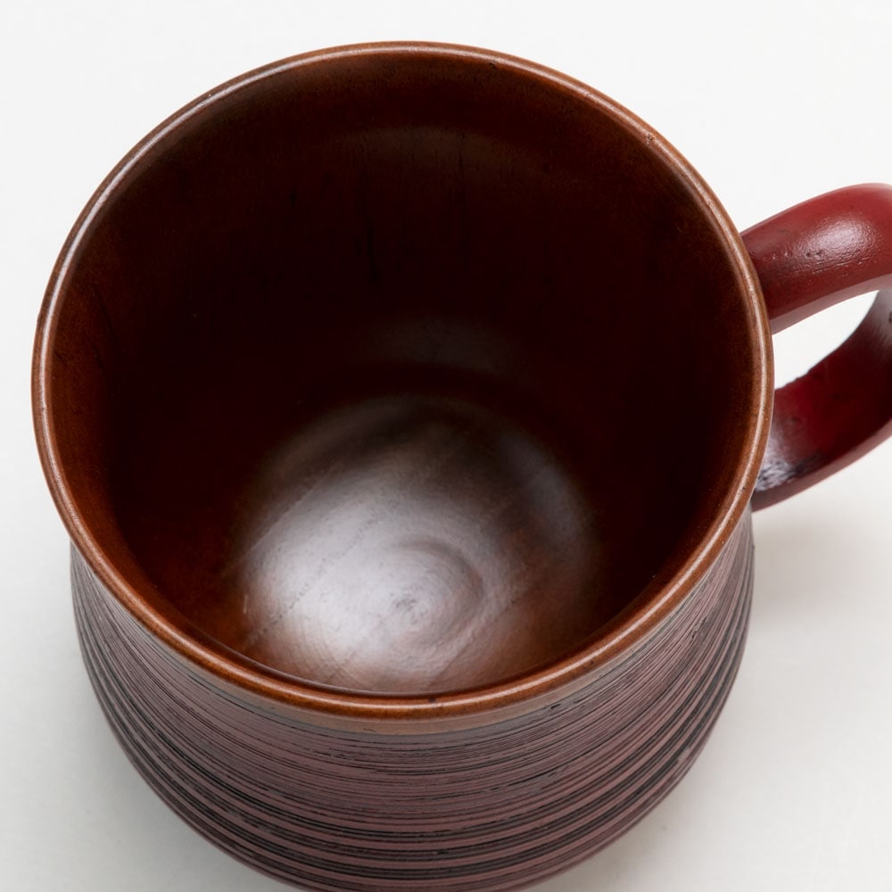 漆塗り木製マグカップ〉黒＋赤 ペアセット KS 230ml×2｜ふたりで使える