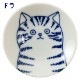 瀬戸焼　染猫いろいろ　8cm皿　猫の豆皿　染付で描いたいろんなタイプの猫　愛知県の工芸品　Seto-yaki Small plate, Aichi craft