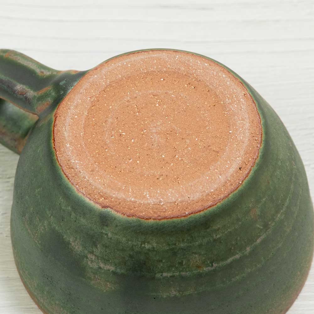 信楽焼 カフェオレボウル 緑 丸みのある柔らかいフォルムの陶器