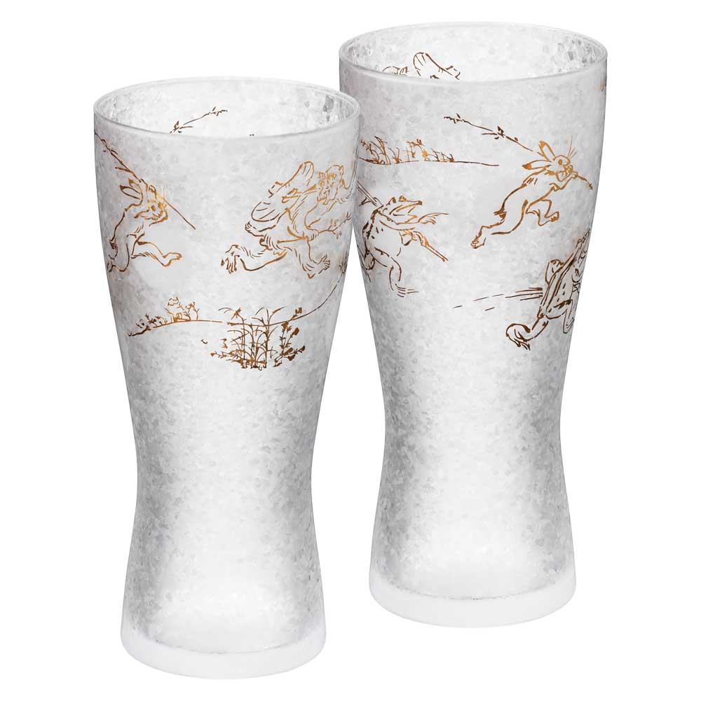 鳥獣戯画 ビアグラス ペアセット 泡づくり機能付きグラス プレミアムニッポンテイストシリーズ Beer Glass of Choju-giga
