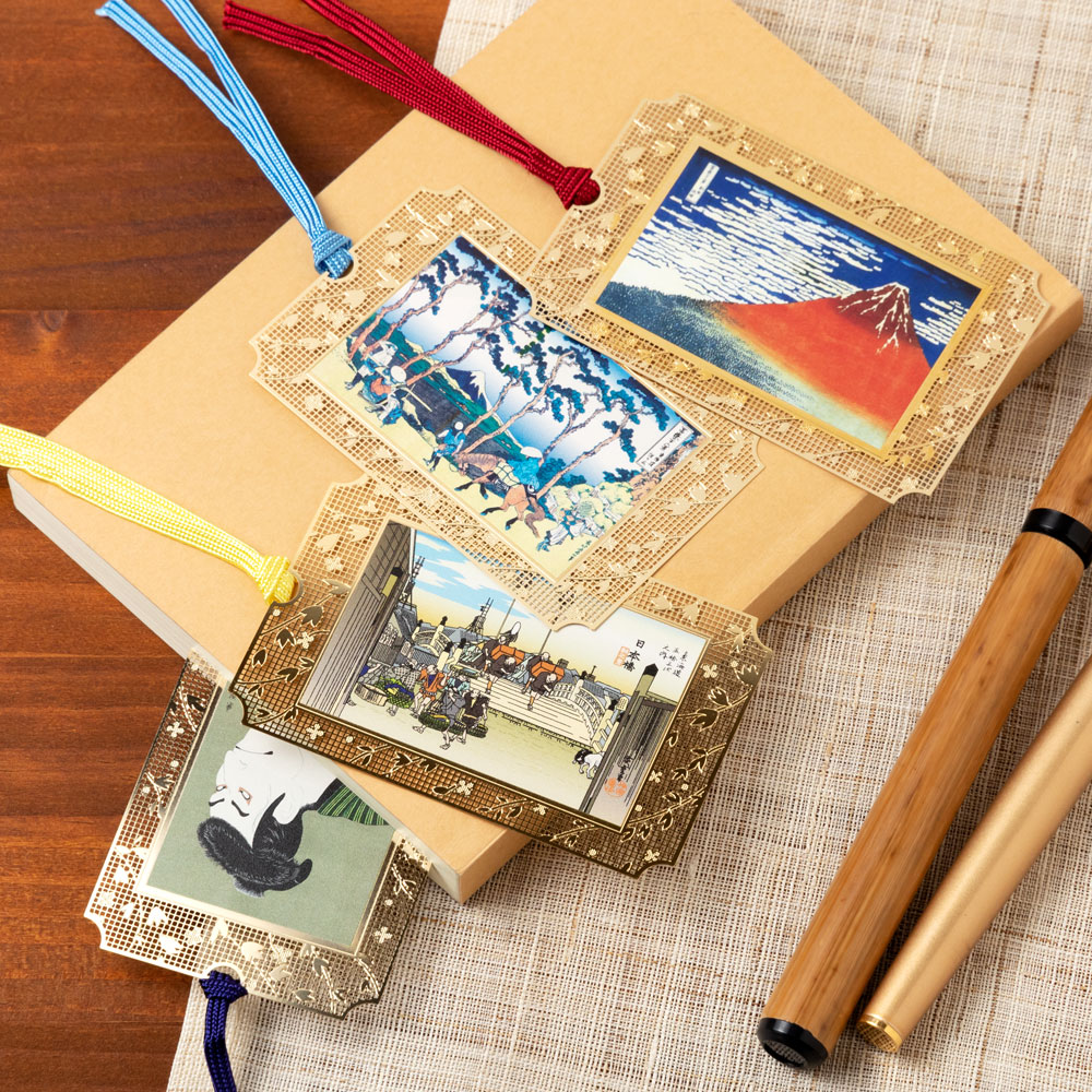 浮世絵しおり 北斎 保土ヶ谷 Uk005 金の栞シリーズ 24k表面加工 金属製ブックマーカー Metal Bookmark Ukiyo E こだわりの和雑貨 和敬静寂 オンラインショップ