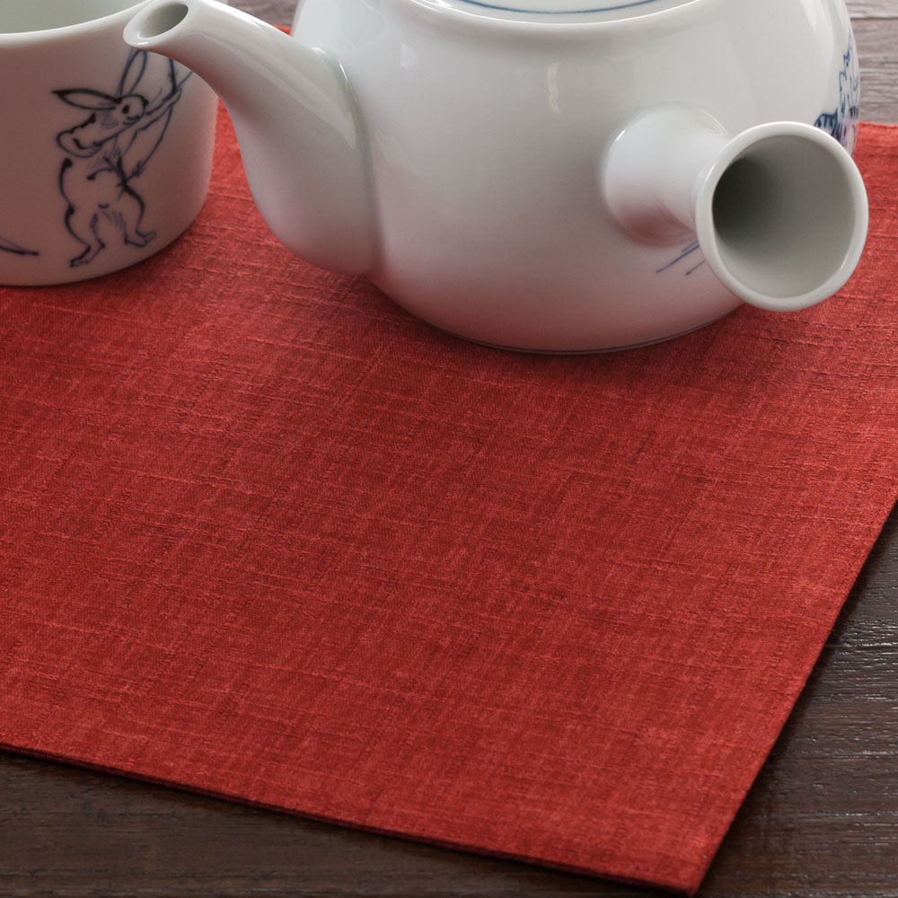 百道発信 四季彩スクエア ティーマット 赤 (IKI-1250)リバーシブル