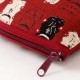 笑福猫のねこづくしポーチ　赤　化粧ポーチ　Lucky cat pattern pouch