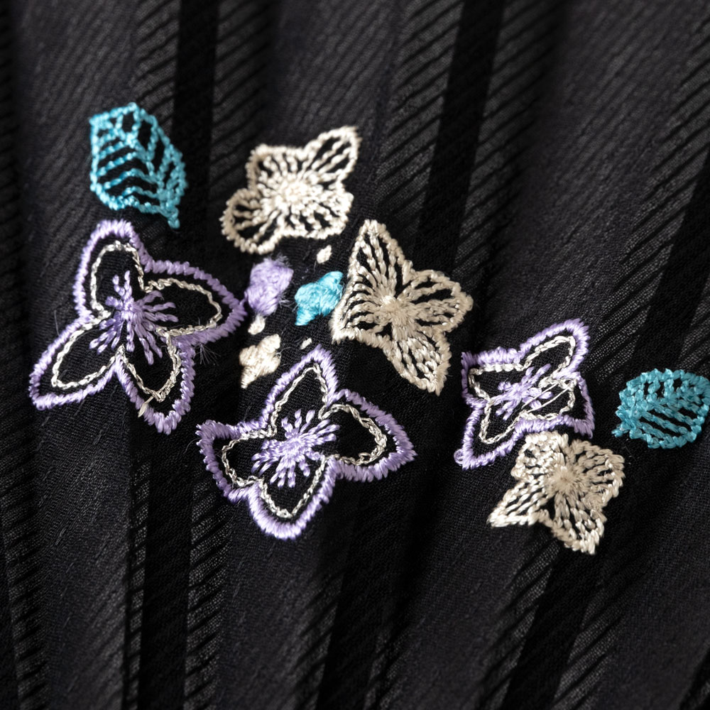 扇子　花　刺繍 花刺繍扇子セット2020 紫陽花 刺繍入り布貼り扇子 扇子袋付き