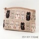 笑福猫のねこづくしポーチ　ベージュ　化粧ポーチ　Lucky cat pattern pouch