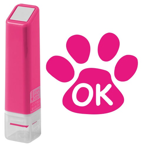 OK肉球 (0556-667) スケジュール浸透印スタンプ こどものかお(インク:ピンク) Self-inking stamp