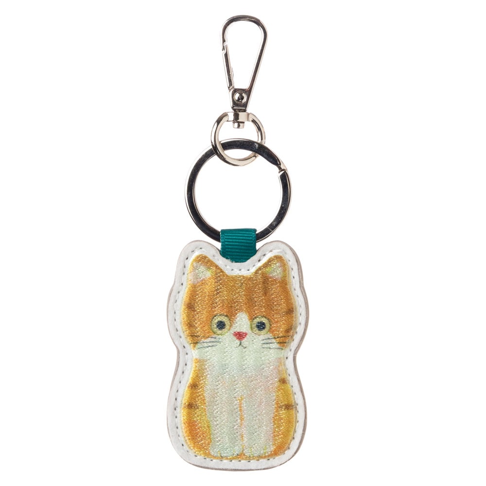 猫の刺繍チャーム ちゃしろ ECOUTE! minette キーホルダー ま