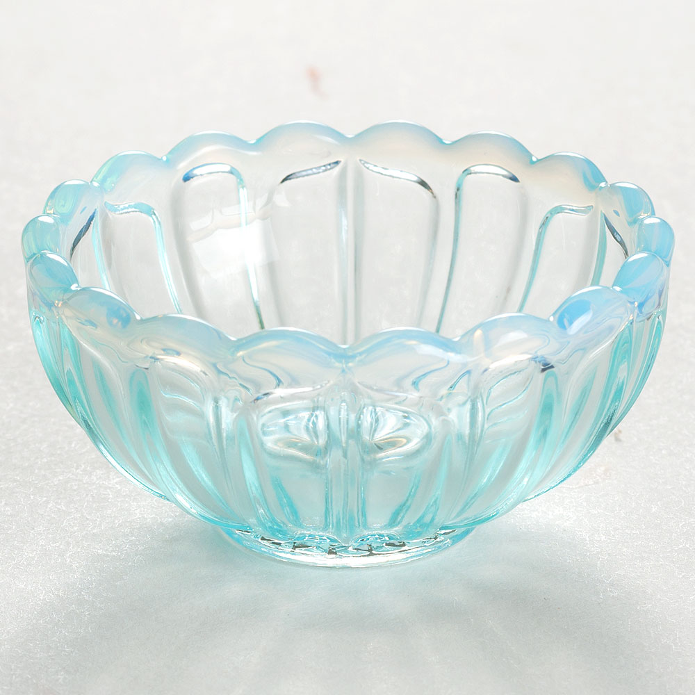 廣田硝子 雪の花 のぞき ブルー アンティークなスタイルの厚手