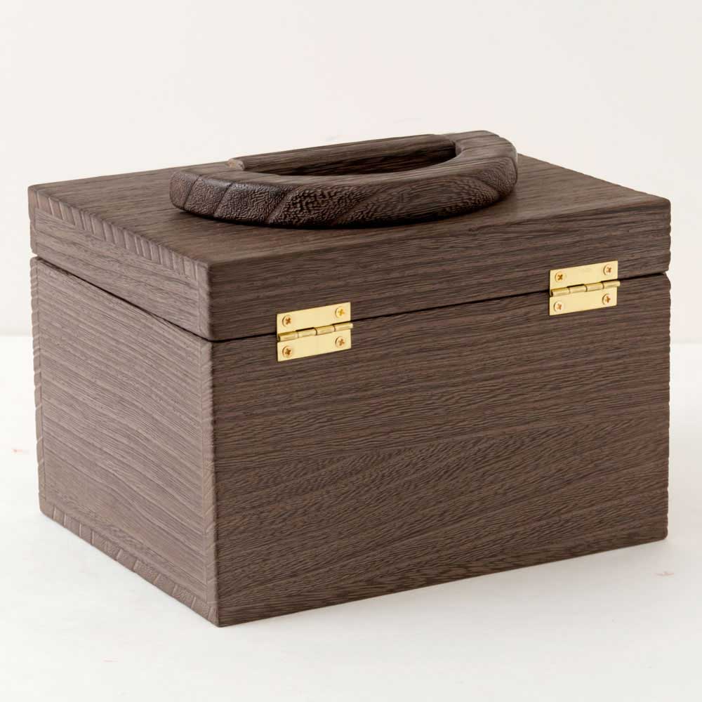 ソーイングボックス・小 (047) 桜 裁縫箱 木目込細工 桐製・時代仕上 箱長の桐工芸品 日本製 東京浅草の木製品