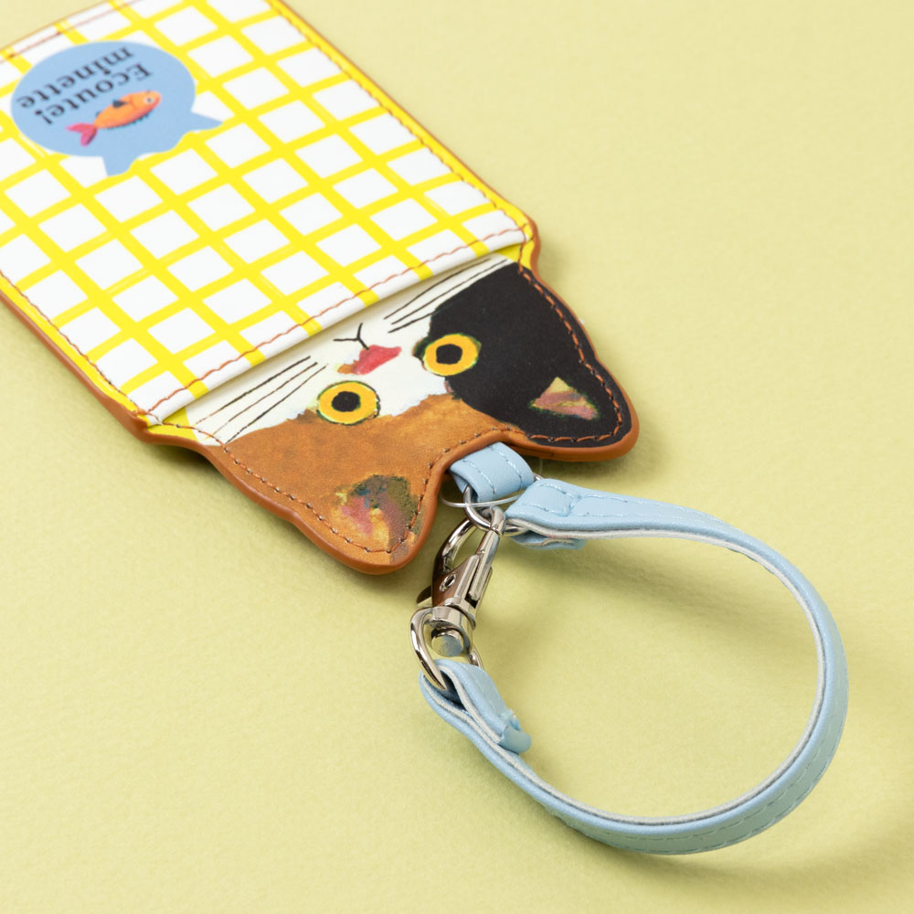 猫ニャンコパスケース みけ ECOUTE! minette 定期入れ まあるいおめめ