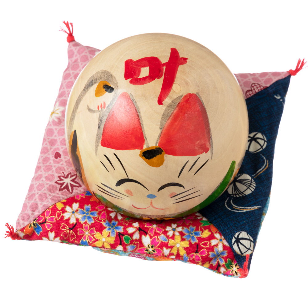 仙臺さすり 招き猫こけし 大・3.5号 (027) 叶・右手上げ 宮城県仙台市の工芸品 Kokeshi of lucky cat Miyagi craft