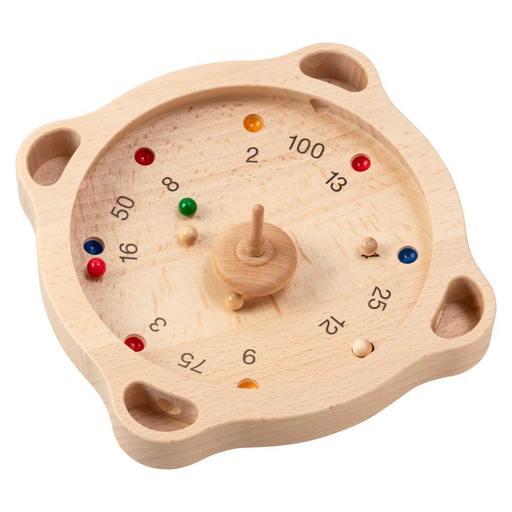 チロリアン・ルーレット 独楽 こまで木玉を弾いて点数を競う木製玩具 メスピ社/イタリア製 ヨーロッパのおもちゃ