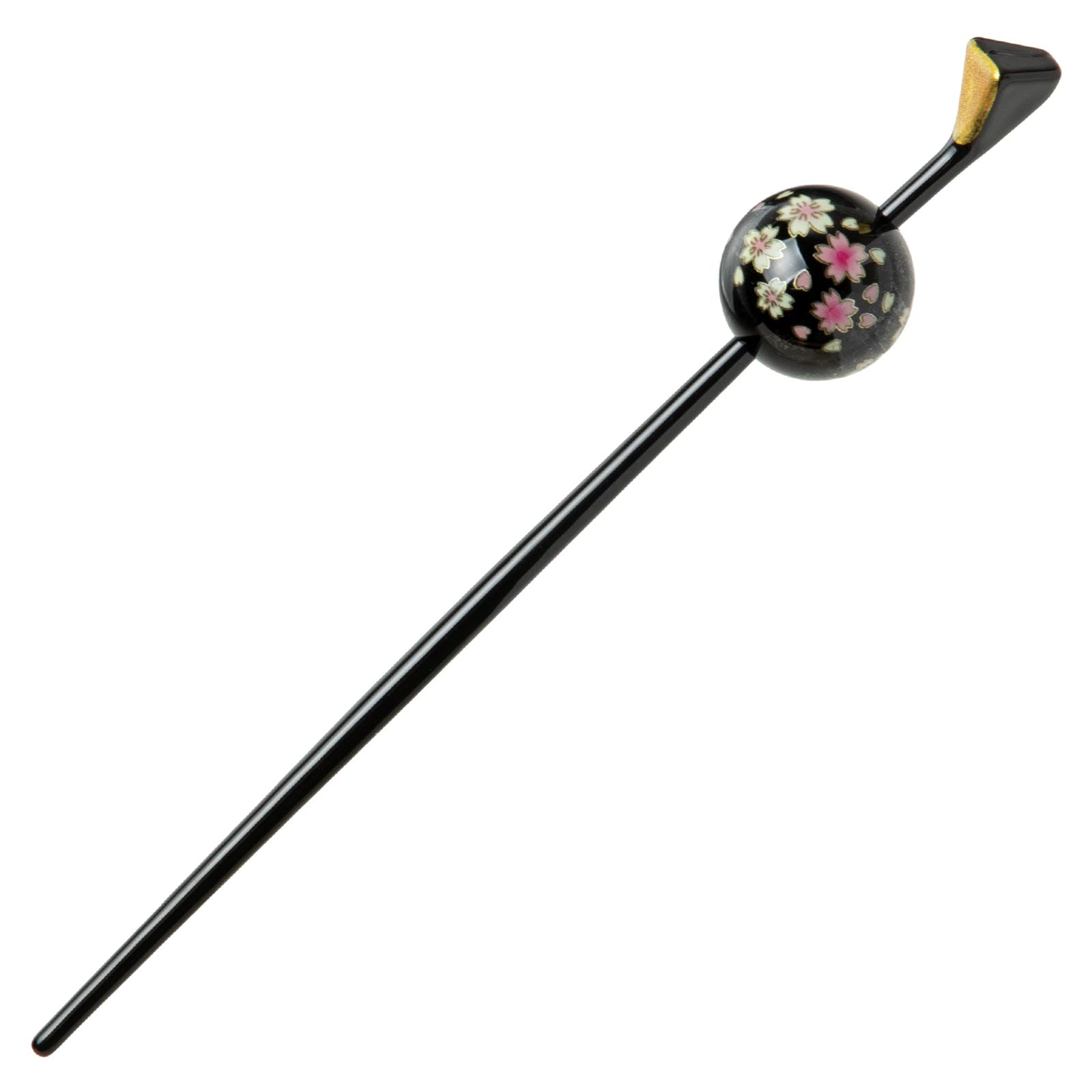 アクセソワール 桜玉かんざし〈一本挿し〉|艶やかな黒軸に、咲きほこる桜の丸玉