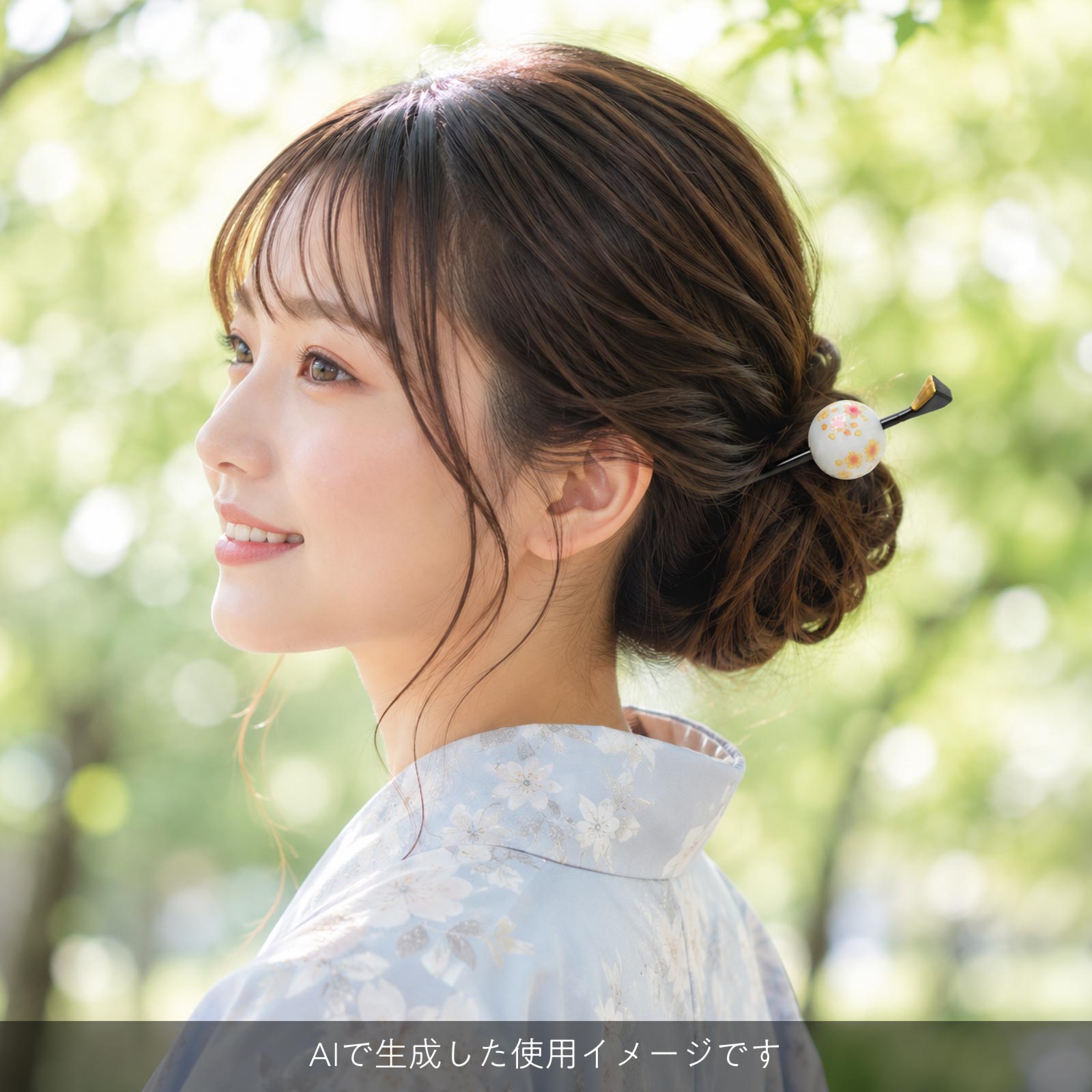 アクセソワール 桜玉かんざし〈一本挿し〉|艶やかな黒軸に、咲きほこる桜の丸玉
