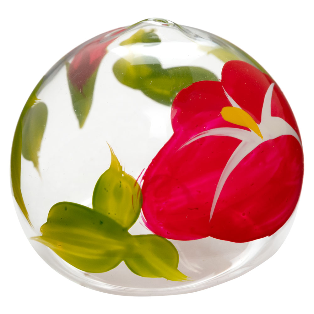 ビードロ浮き玉・小 赤あさがお(T-005) 水に浮かべて涼を感じるインテリア 木之本 福島県の工芸品 Glass float Fukushima craft