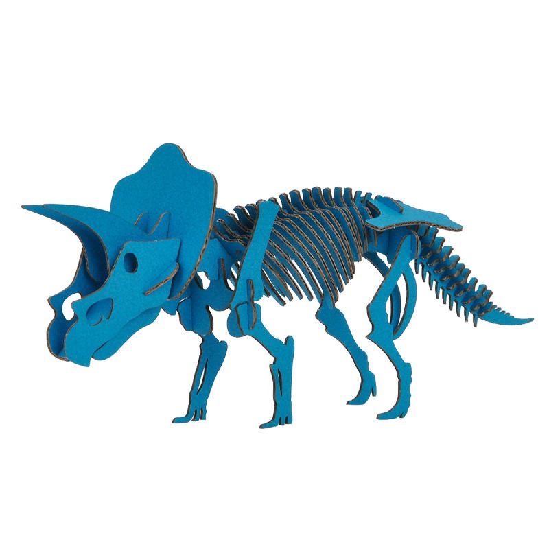 DINOSAUR恐竜骨格工作キット〈トリケラトプス・ブルー〉｜ダンボールで
