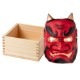 節分セット ヒノキ枡と鬼の面 一升枡 福豆用の枡と大人用鬼の面 Wooden measuring box and Japanese paper ogre mask
