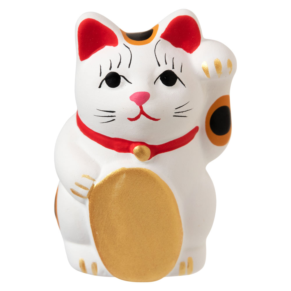 常滑招き猫おみくじ 左手上げ 白 ちょっとしたスペースに飾れる縁起物 Ceramic fortune Lucky cat
