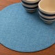 百道発信　四季彩サークルマットM　紺 (IKI-1429)　直径26cm　リバーシブルティーマット　福岡県の布製品　Fabric tea mat  Fukuoka craft