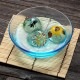 ビードロ浮き玉・小　水草金魚（マリンブルー）(T-019)　水に浮かべて涼を感じるインテリア　木之本　福島県の工芸品　Glass float  Fukushima craft
