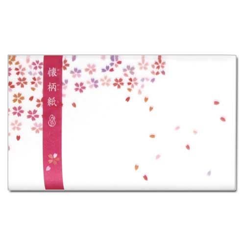 【懐紙】和詩倶楽部 懐柄紙 桜吹雪 30枚入り (KG-014) 大豆インキ使用 濃いめの絵柄で両面違った雰囲気で使える懐紙