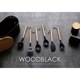 ウッドブラック　レードル　おたま　キッチンツール　おしゃれな見せる収納に　吊るし紐付き　天然木＋シリコーンゴムの丈夫な調理器具