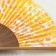 和詩倶楽部　女房扇　山吹　和紙の扇子　六寸五分　約20cm　やや小ぶり　女性用の定番サイズ　レディース　和柄　手張り製　国産扇骨35本　日本製