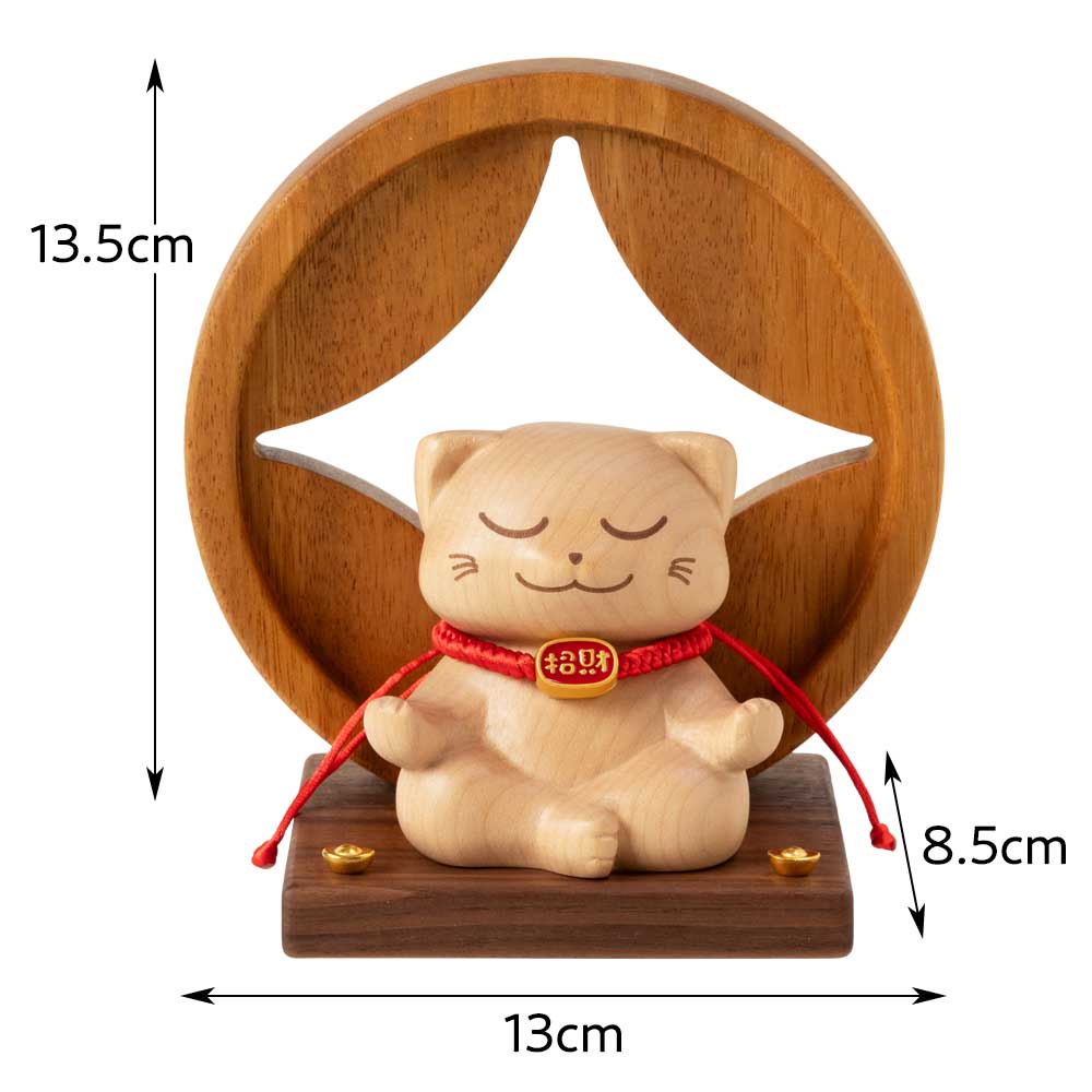 木製 金運・福招き座禅猫 卓上招き猫 ラッキーキャット | こだわりの和