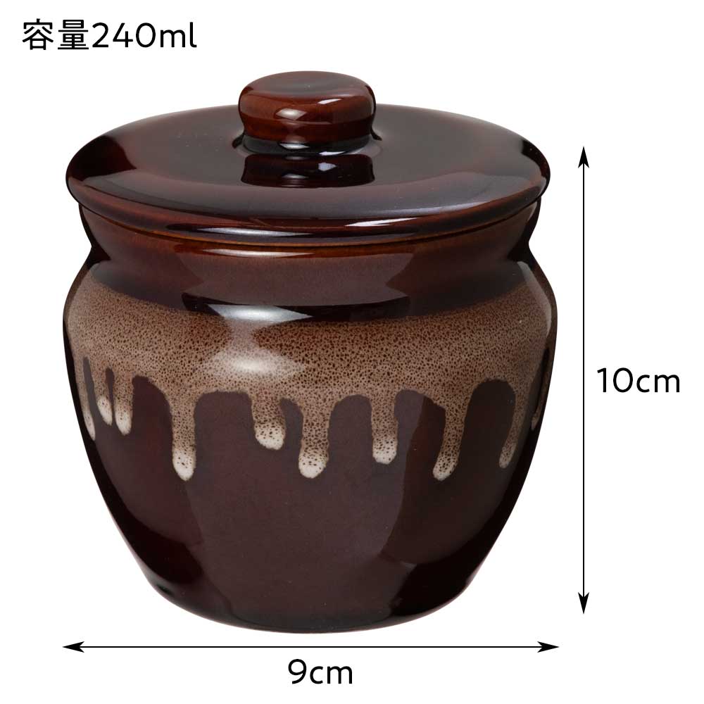 食品・調味料陶製容器 2号カメ 美濃焼 磁器 高さ10cm 容量240ml