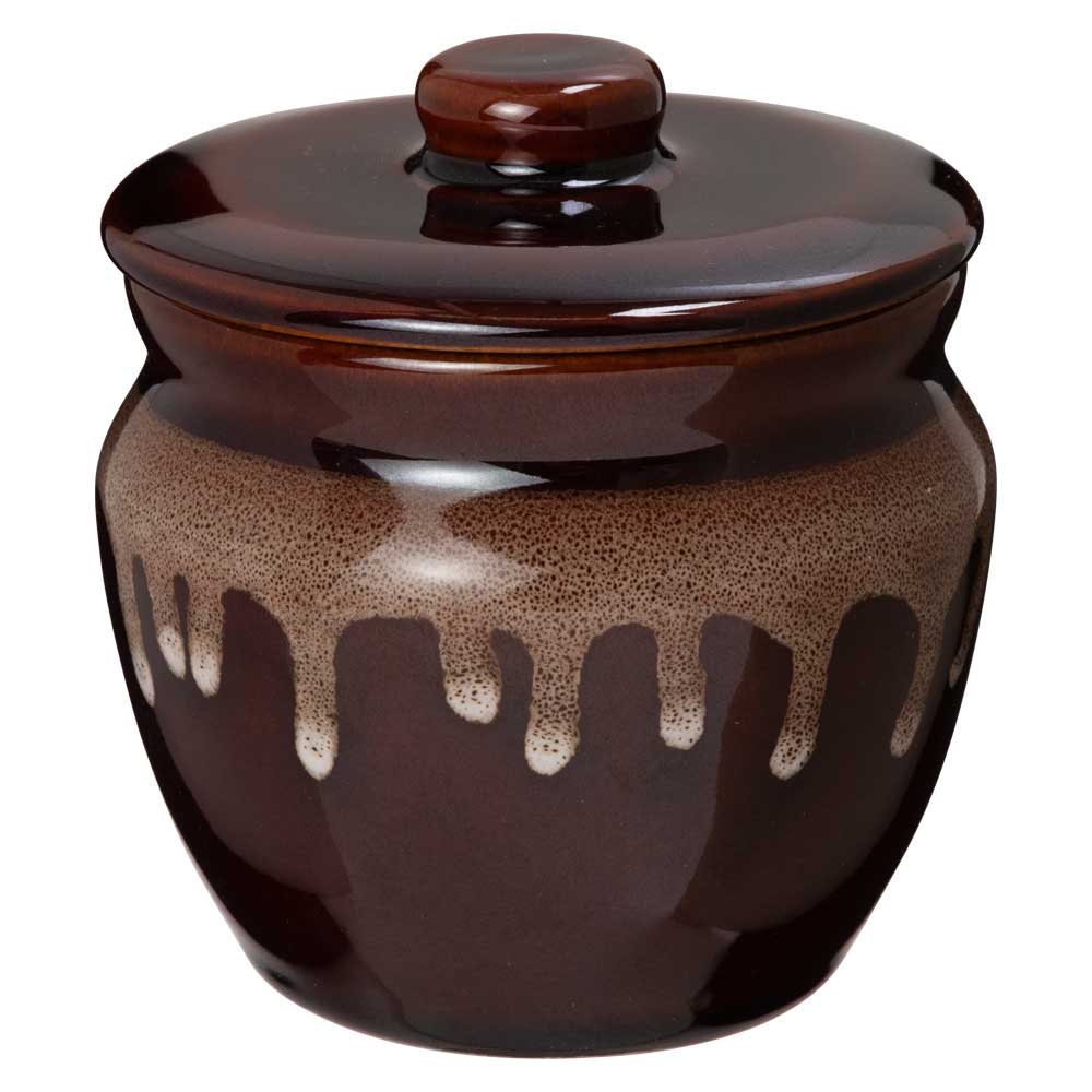 【新品未使用】茶釜 蓋付き 陶器製 茶色 食品・調味料陶製容器 2号カメ 美濃焼 磁器 高さ10cm 容量240ml 岐阜