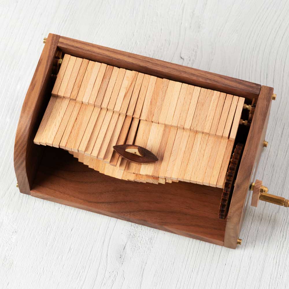 木製 波のからくり 手回しオルゴール 波打つ仕組みが美しい 目と耳で