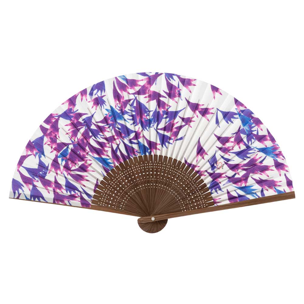 和詩倶楽部 女房扇 矢車菊 和紙の扇子 六寸五分 約20cm やや小ぶり 女性用の定番サイズ レディース 和柄 手張り製 国産扇骨35本 日本製