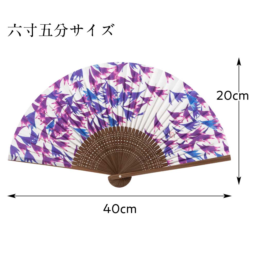 和詩倶楽部 女房扇 矢車菊 和紙の扇子 六寸五分 約20cm やや小ぶり 女性用の定番サイズ レディース 和柄 手張り製 国産扇骨35本 日本製