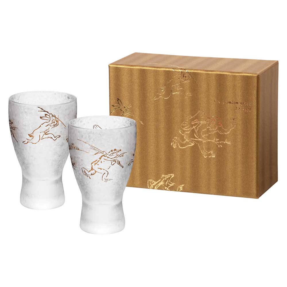鳥獣戯画 冷酒グラスペアセット プレミアムニッポンテイストシリーズ Sake glass pair set of Choju-giga