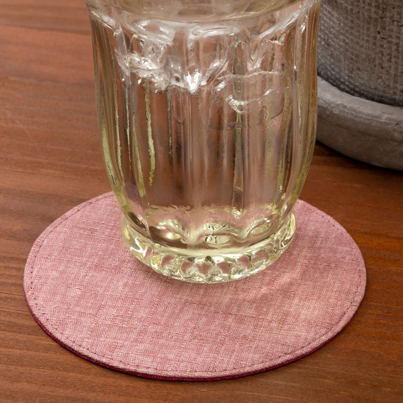 百道発信 四季彩サークルマットS 桃 (IKI-1430) 直径10cm リバーシブルコースター 福岡県の布製品 Fabric coaster Fukuoka craft