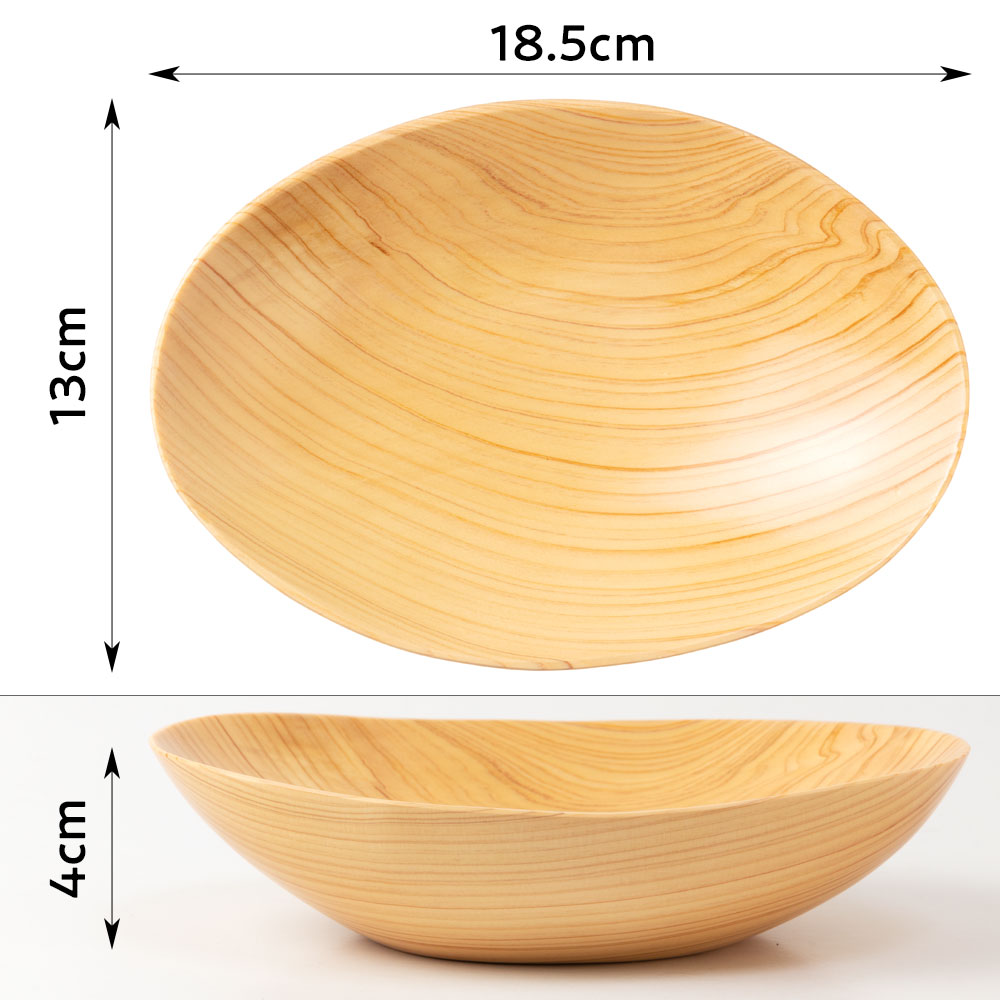 銘木 楕円中鉢 檜(ひのき) 京都・美山 銘木工芸 山匠 Wooden ellipse small bowl Works of Japanese precious wood