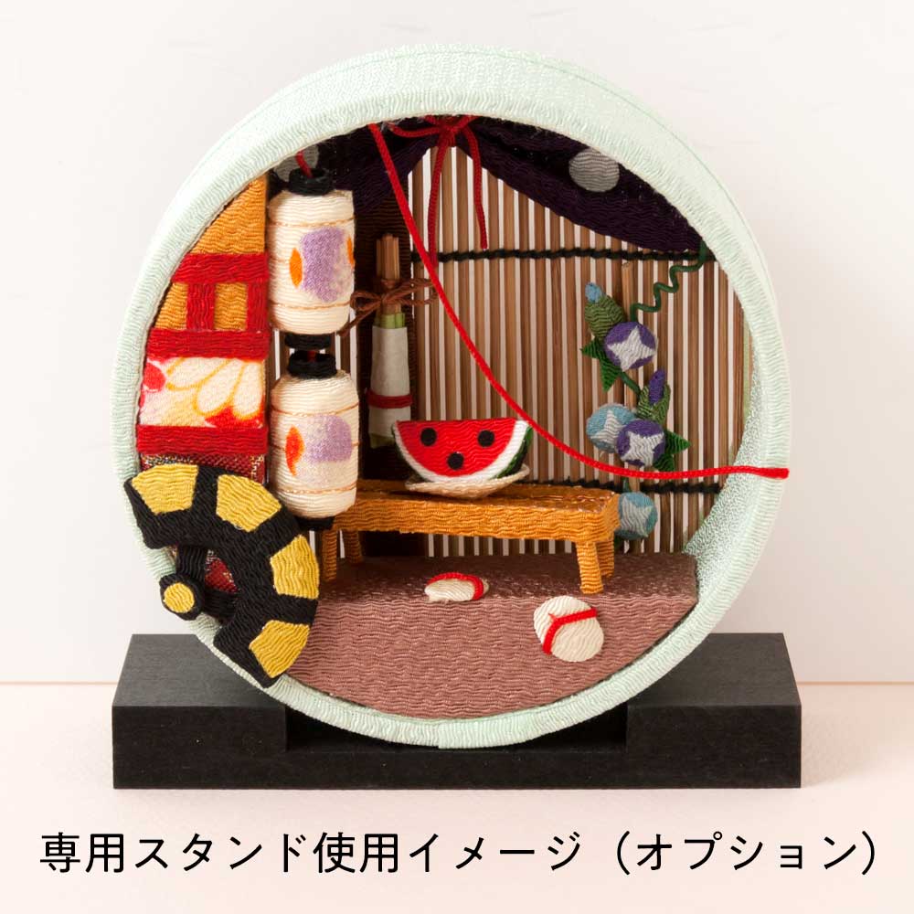 京都夢み屋 京の町家歳時記 7月 祗園祭・格子戸 (IM-7) 季節のちりめん置き飾り Seasonal decoration of crepe fabric