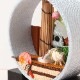 京都夢み屋　京の町家歳時記　8月　大文字・裏庭 (IM-8)　季節のちりめん置き飾り　Seasonal decoration of crepe fabric