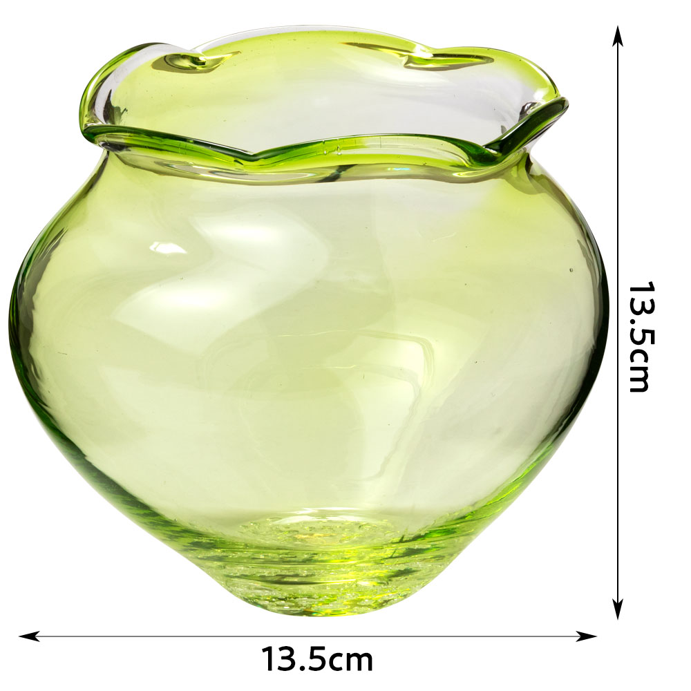 吹きガラスの金魚鉢 小007・若草 滋賀県の吹きガラス工房より Glass